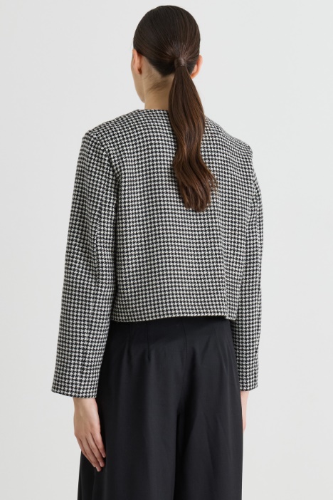 Giacca boxy in misto lana Pied de Poule