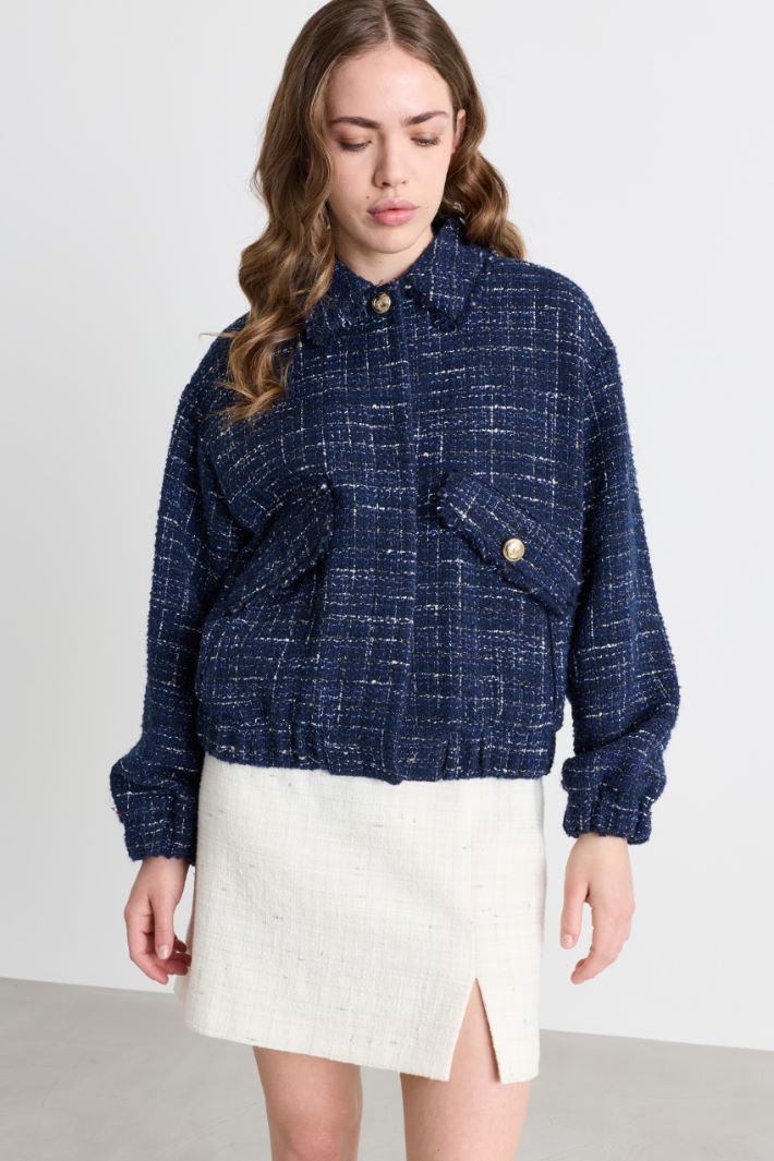 Basketweave jacket - BLUE - Intrend - 2