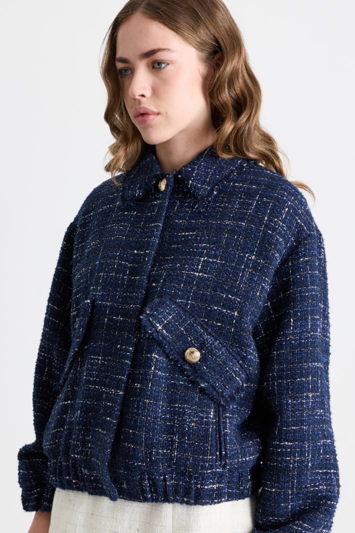 Basketweave jacket - BLUE - Intrend - 3