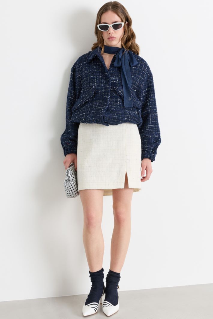 Basketweave jacket - BLUE - Intrend