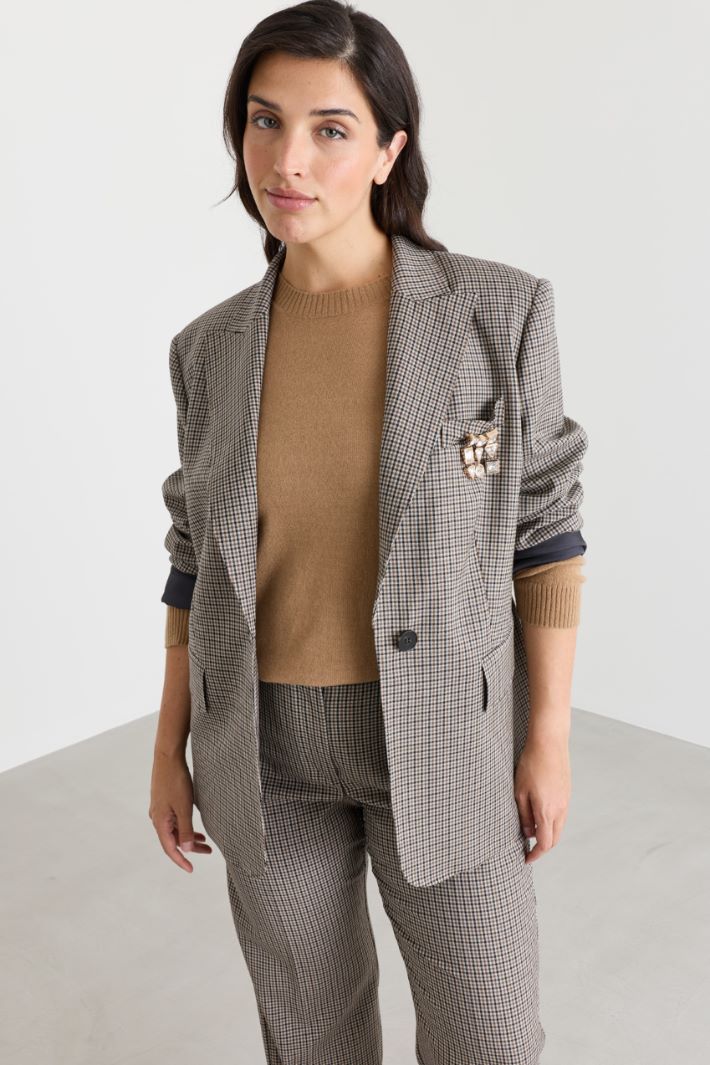 Blazer de batavia con solapas de pico - CAMELLO NEGRO - Intrend - 2