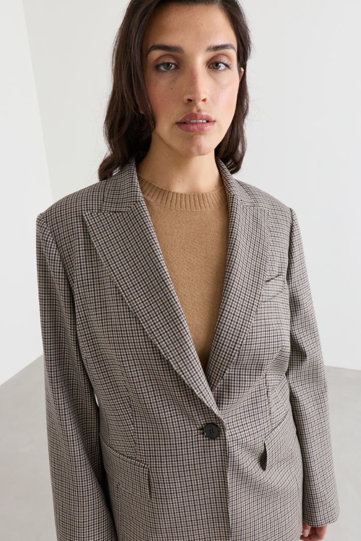 Blazer de batavia con solapas de pico - CAMELLO NEGRO - Intrend - 3