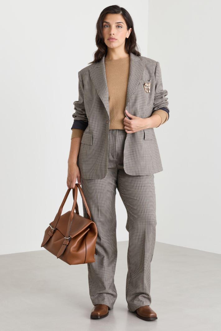 Blazer de batavia con solapas de pico - CAMELLO NEGRO - Intrend