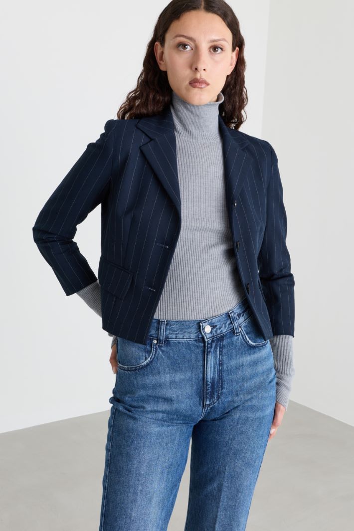 Technical Fabric Blazer - BLUE - Intrend - 2