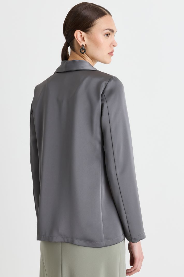 Flowing Satin Blazer - GREY - Intrend - 4