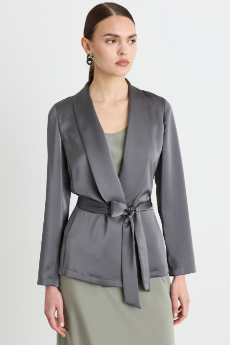 Flowing Satin Blazer - Intrend