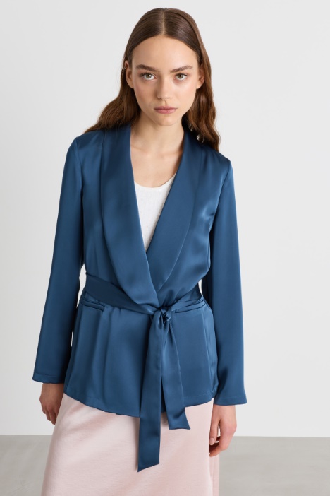 Flowing Satin Blazer - Intrend