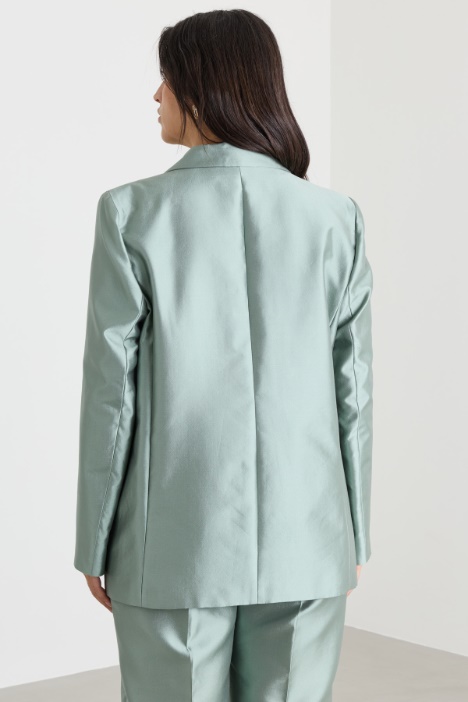 Blazer in batavia di seta e cotone