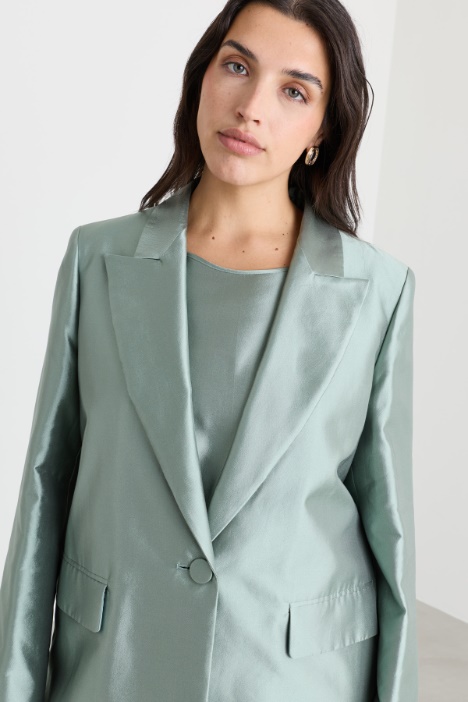 Blazer in batavia di seta e cotone