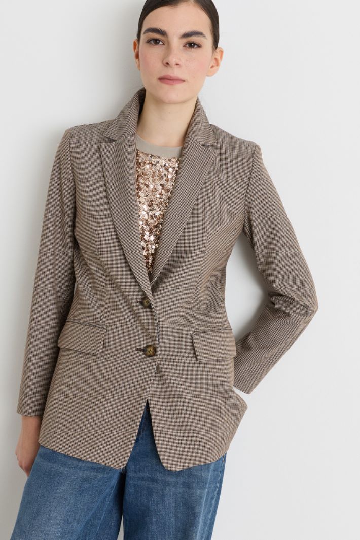 Stretch twill blazer - BROWN - Intrend - 3
