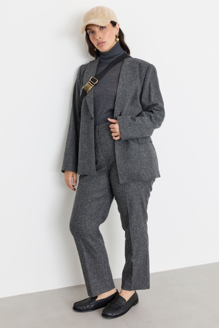 Fitted peak-lapel blazer - GREY - Intrend