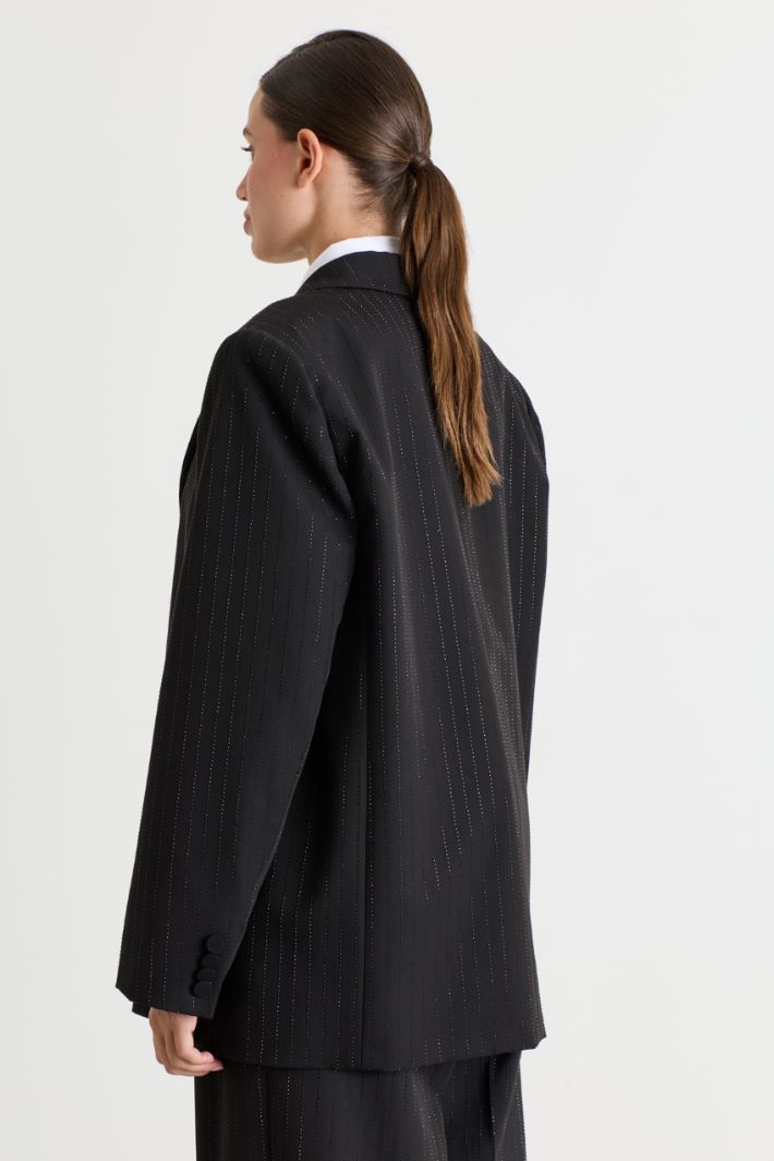 Rhinestone-embellished levantine blazer - BLACK - Intrend - 4