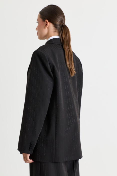 Blazer in levantina con strass a disegno gessato