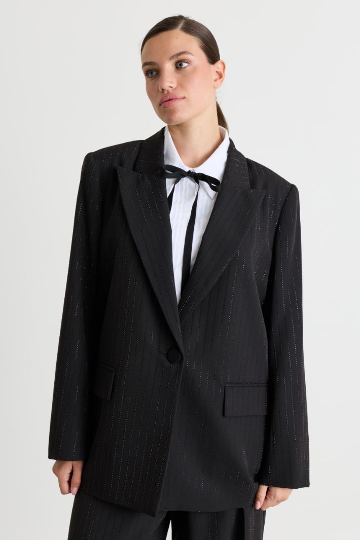 Rhinestone-embellished levantine blazer - BLACK - Intrend - 2