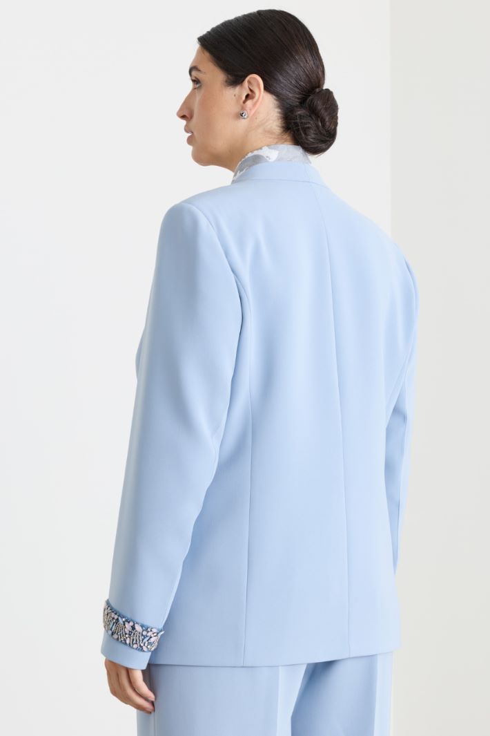 Hand-Embroidered Cady Jacket - LIGHT BLUE - Intrend - 4