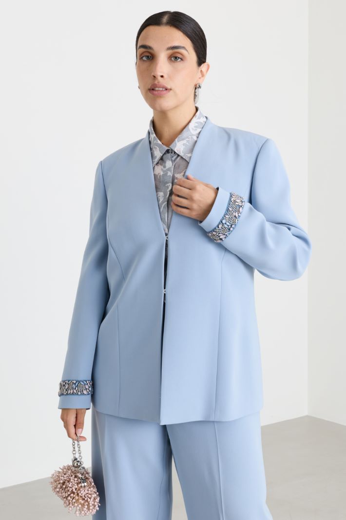 Hand-Embroidered Cady Jacket - LIGHT BLUE - Intrend - 2