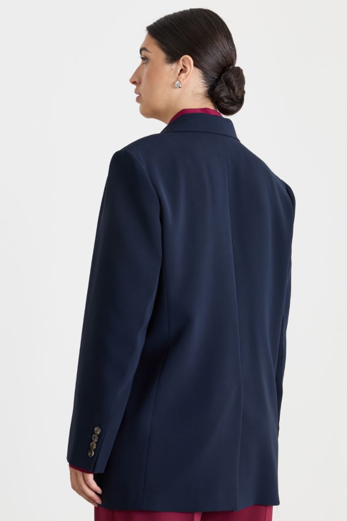 Single-breasted cady blazer - BLUE - Intrend - 4
