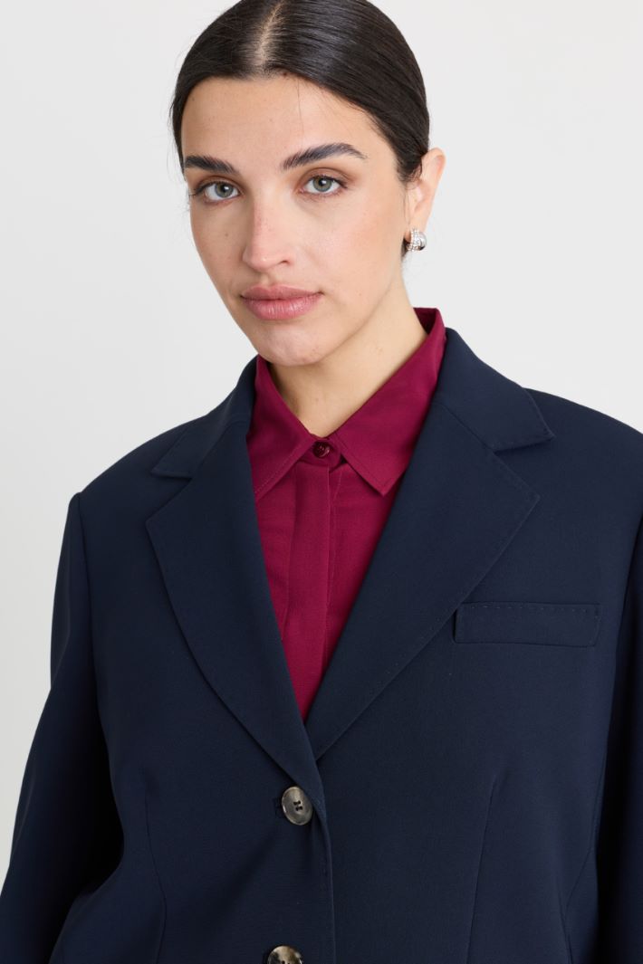 Single-breasted cady blazer - BLUE - Intrend - 3