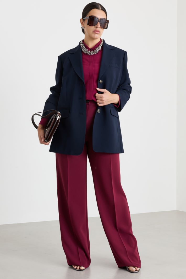 Single-breasted cady blazer - BLUE - Intrend