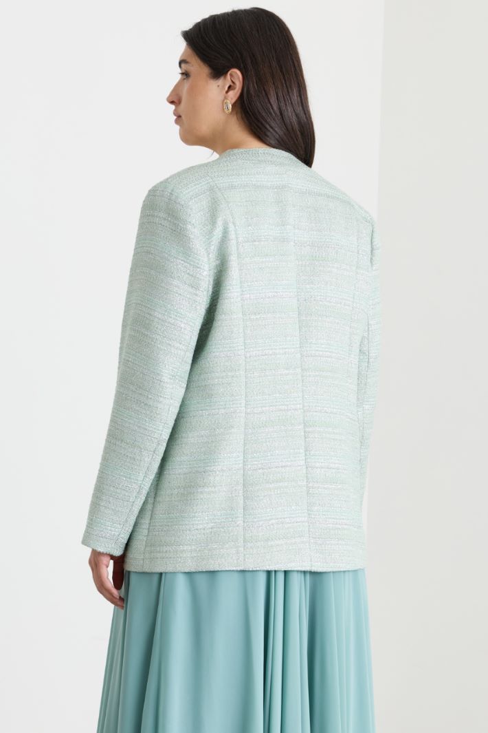 Edge-to-Edge Basketweave Jacket - GREEN SILVER - Intrend - 4