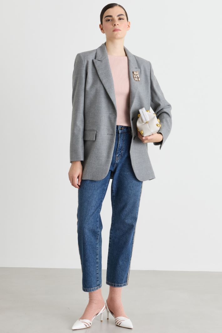 Straight-fit blazer - GREY - Intrend