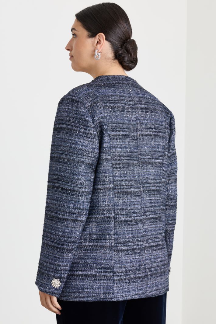 Jewelled button jacket - BLUE - Intrend - 4