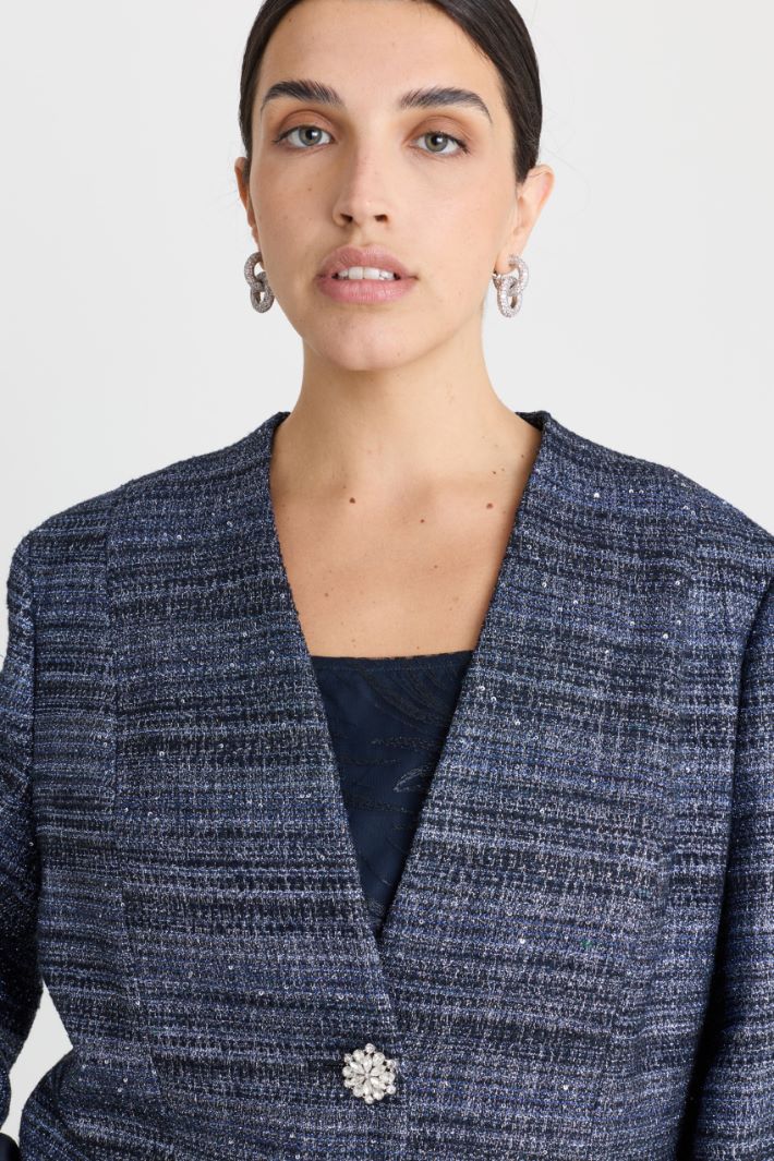 Jewelled button jacket - BLUE - Intrend - 3