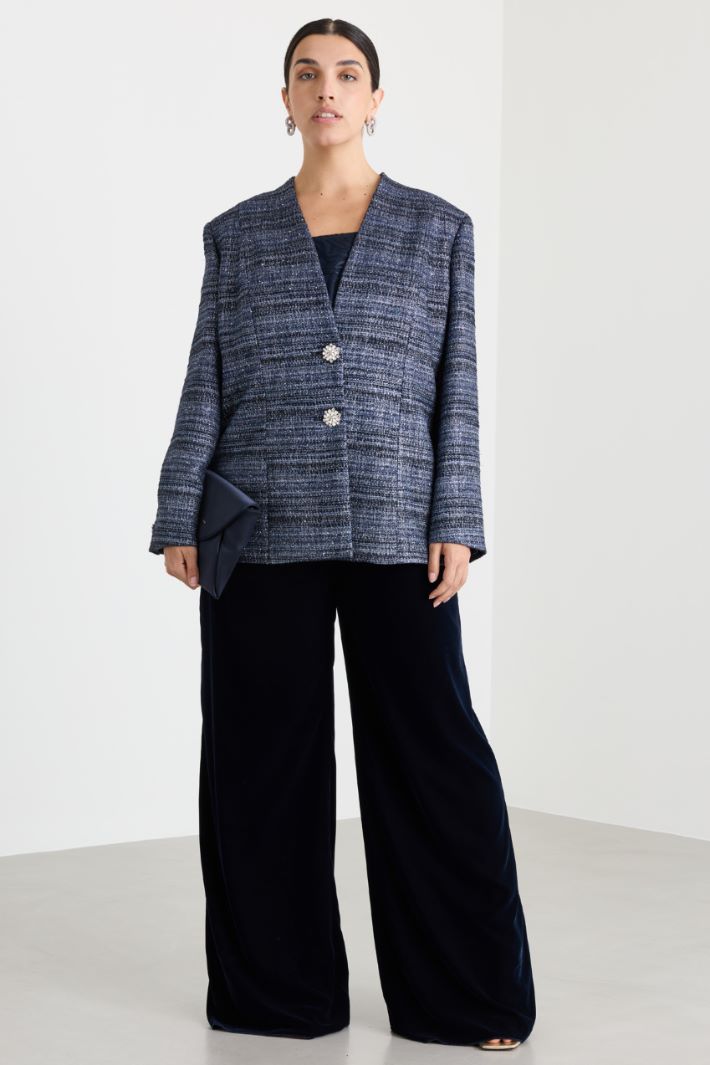 Jewelled button jacket - BLUE - Intrend
