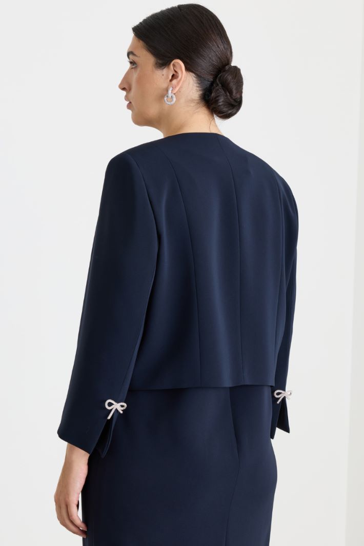Cady Jacket with Rhinestone Bow - BLUE - Intrend - 4