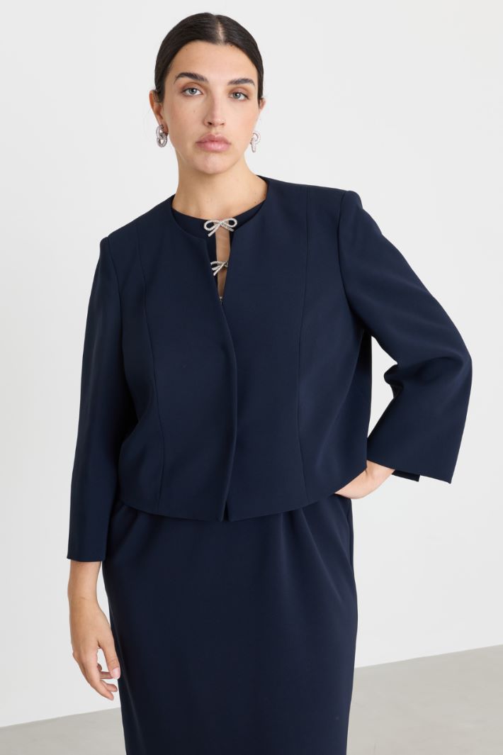 Cady Jacket with Rhinestone Bow - BLUE - Intrend - 2