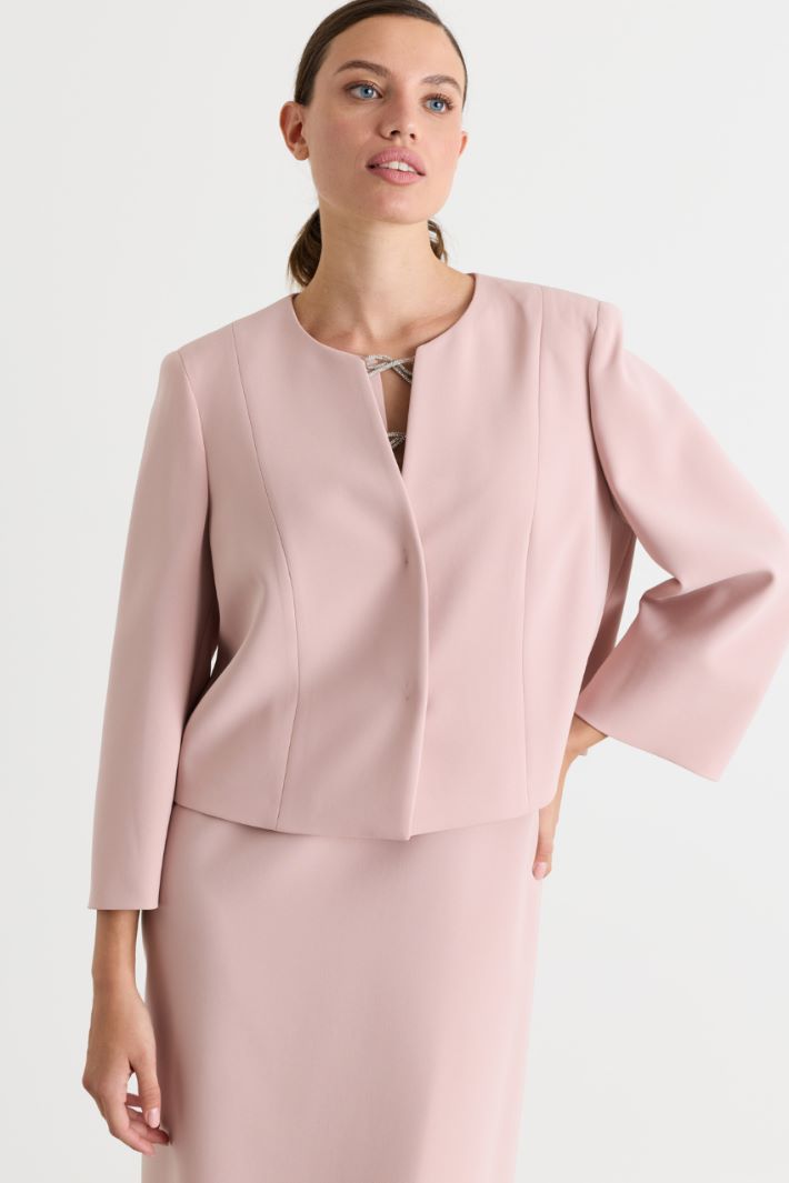Cady Jacket with Rhinestone Bow - PINK - Intrend - 2