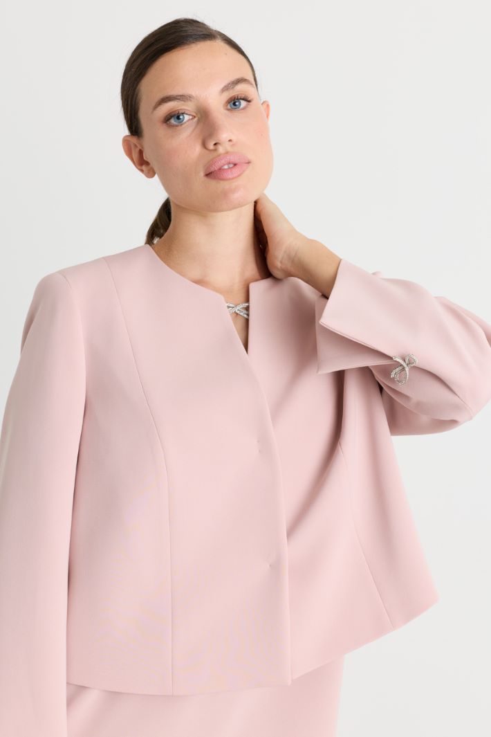 Cady Jacket with Rhinestone Bow - PINK - Intrend - 3