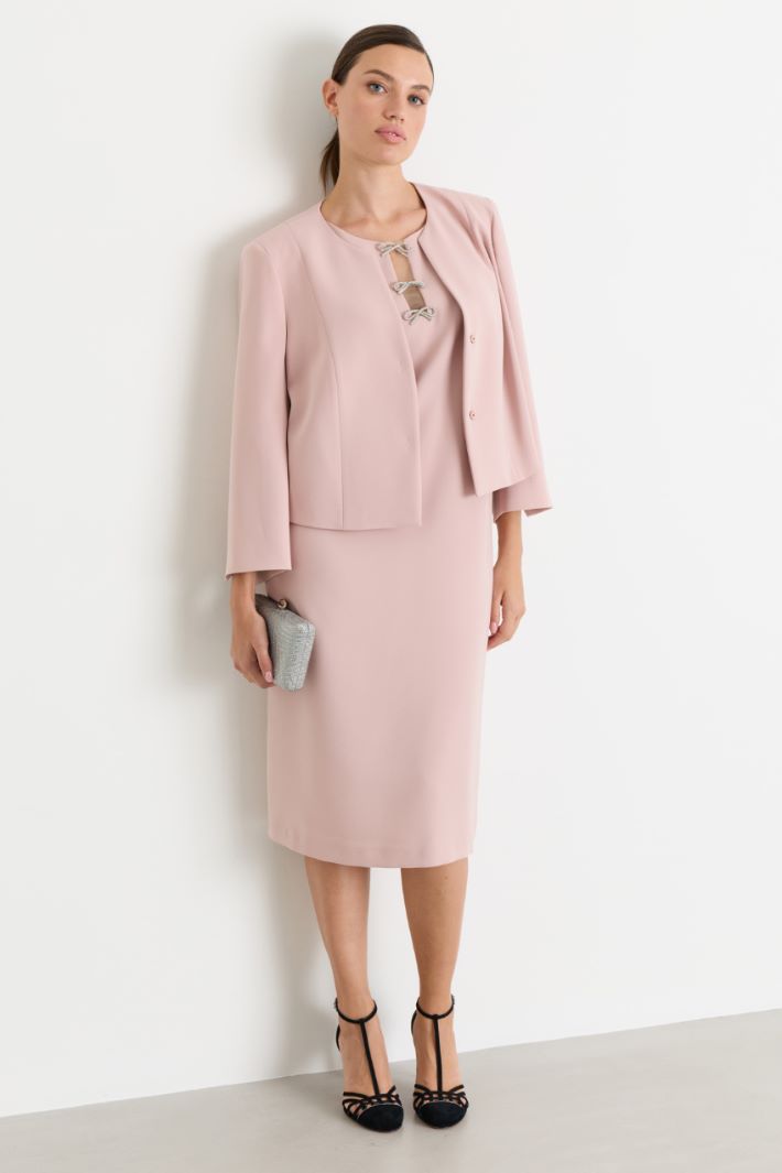 Cady Jacket with Rhinestone Bow - PINK - Intrend