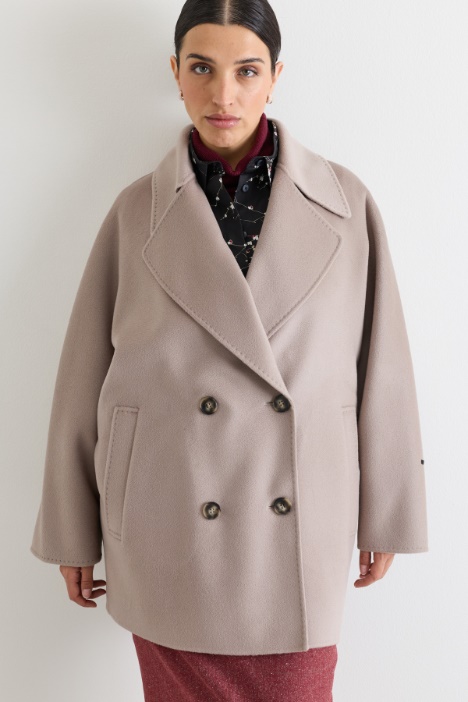 Cappotto in double di lana con maxi rever
