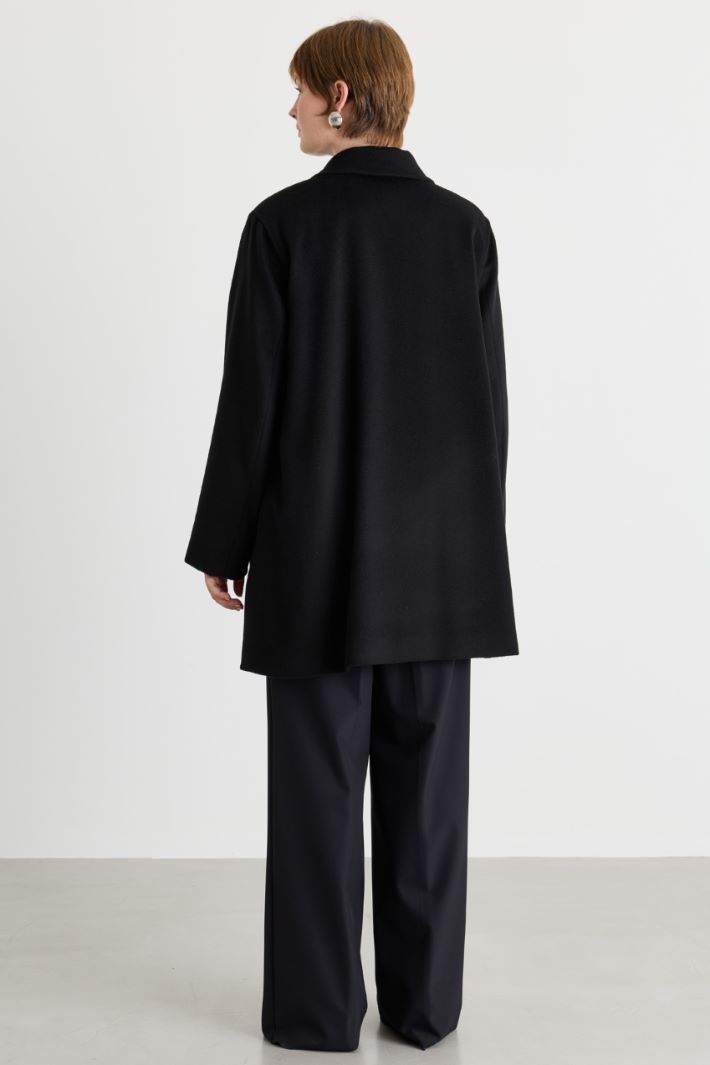 Cappotto doppiopetto in drap - NERO - Intrend - 4
