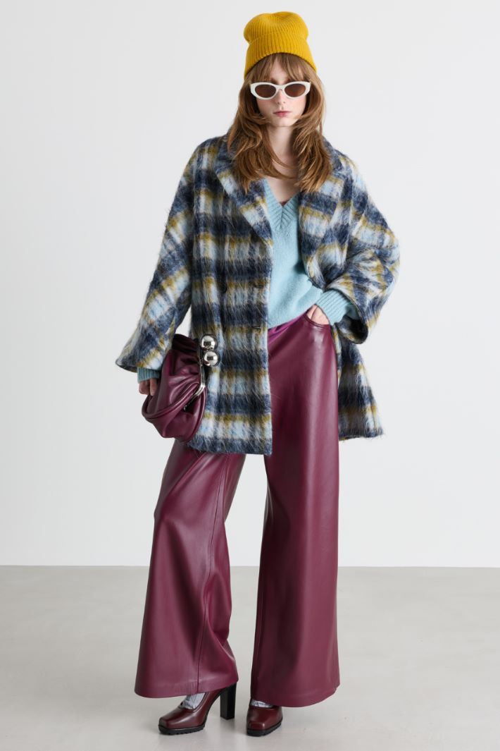 Cappotto con maxi rever - BLU VERDE - Intrend