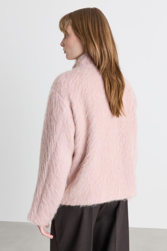 Veste droite en tissu moelleux - ROSE - Intrend - 4