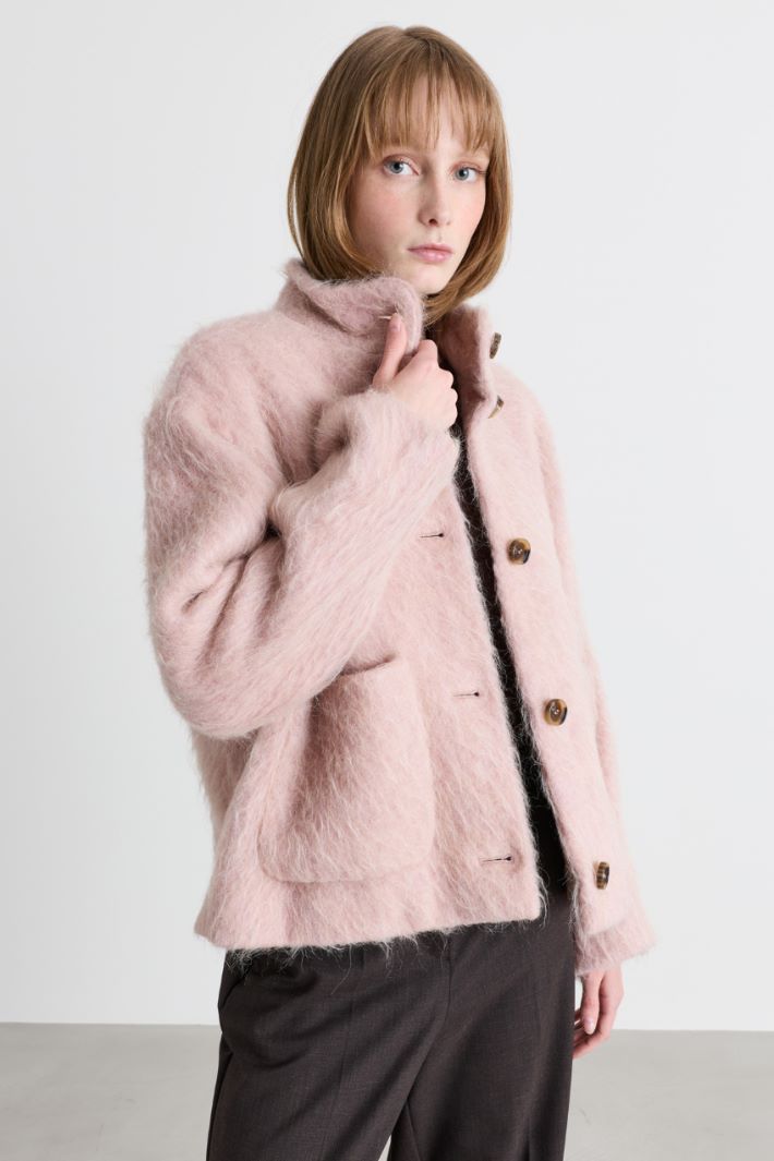 Veste droite en tissu moelleux - ROSE - Intrend - 2