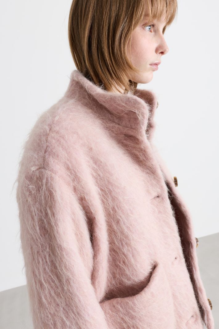 Veste droite en tissu moelleux - ROSE - Intrend - 3