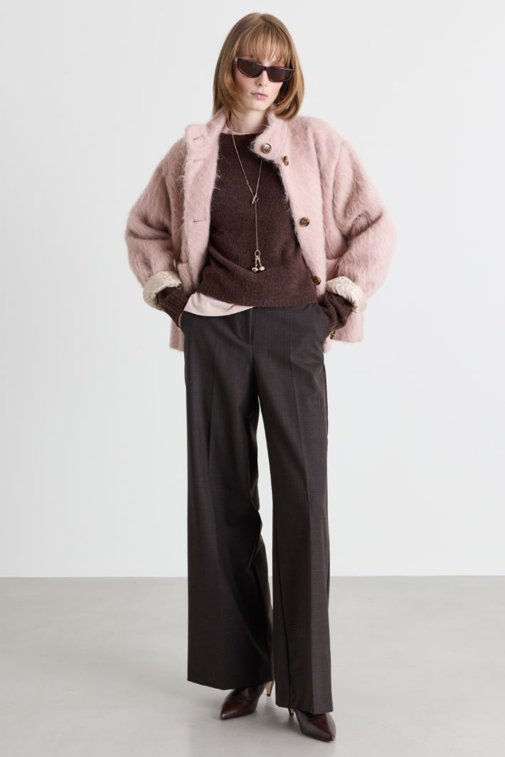 Veste droite en tissu moelleux - ROSE - Intrend