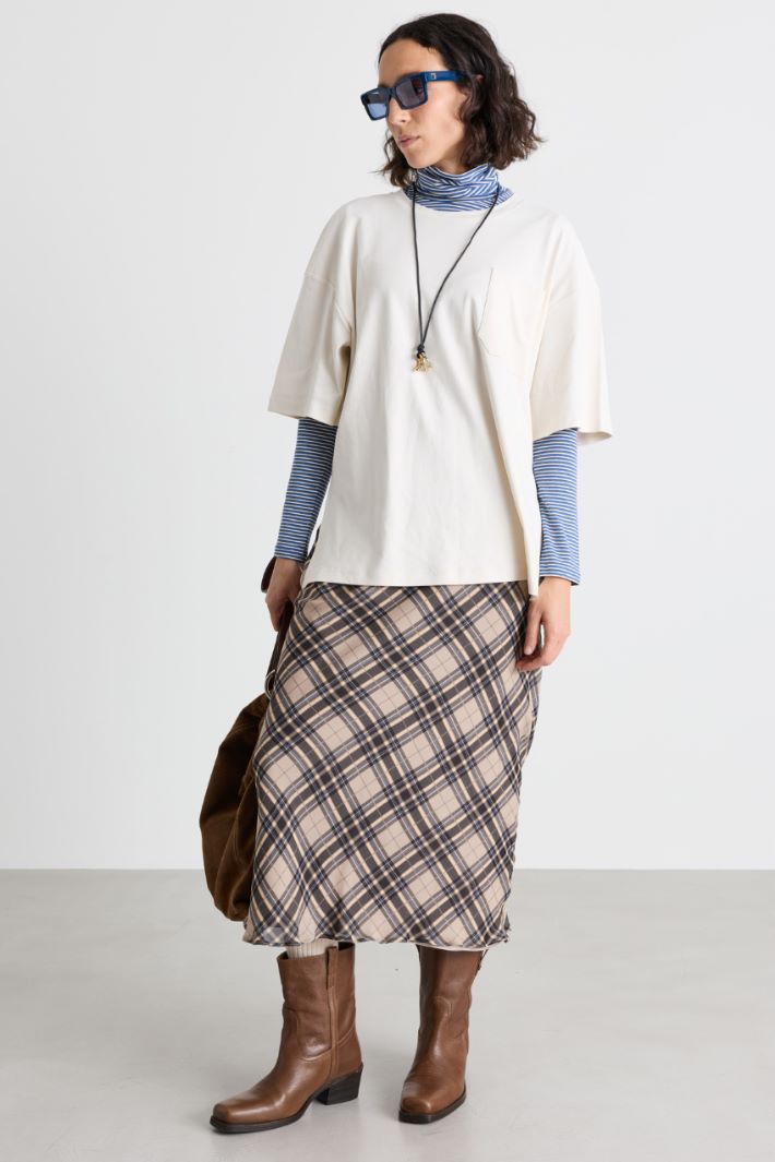 Printed skirt - BEIGE BLACK - Intrend