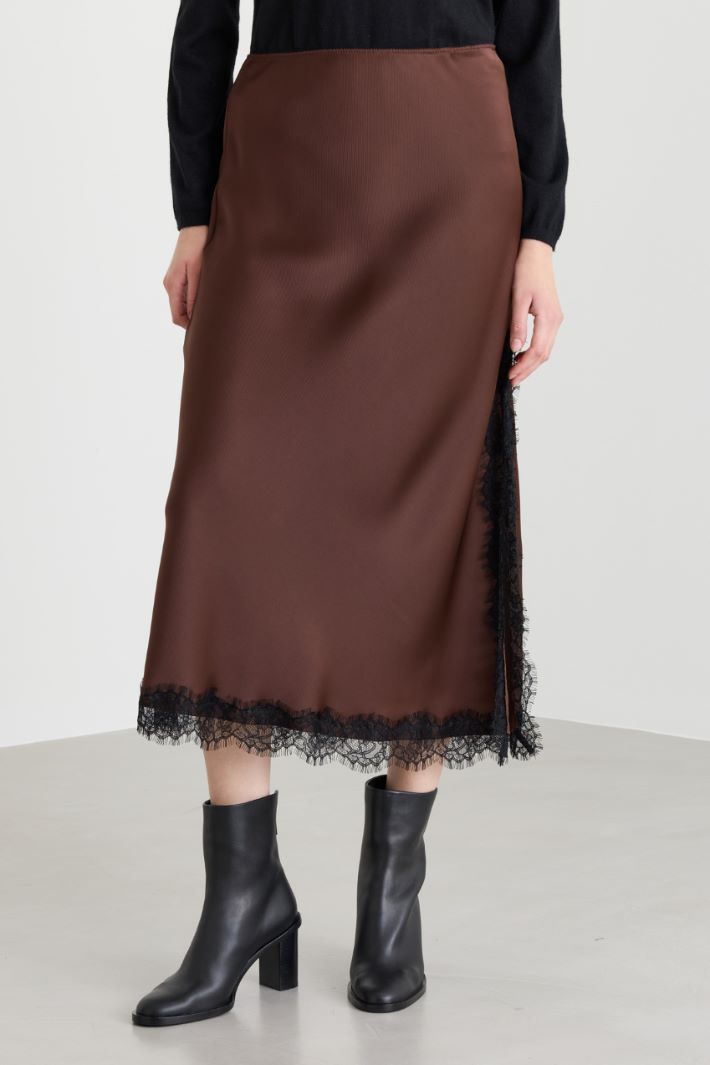 Duchesse midi skirt - BROWN - Intrend - 2