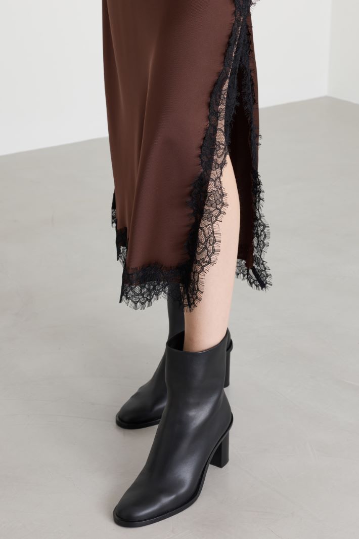 Duchesse midi skirt - BROWN - Intrend - 3