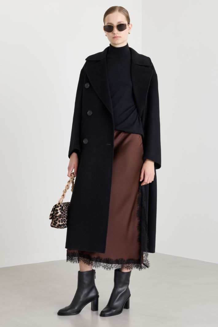 Duchesse midi skirt - BROWN - Intrend