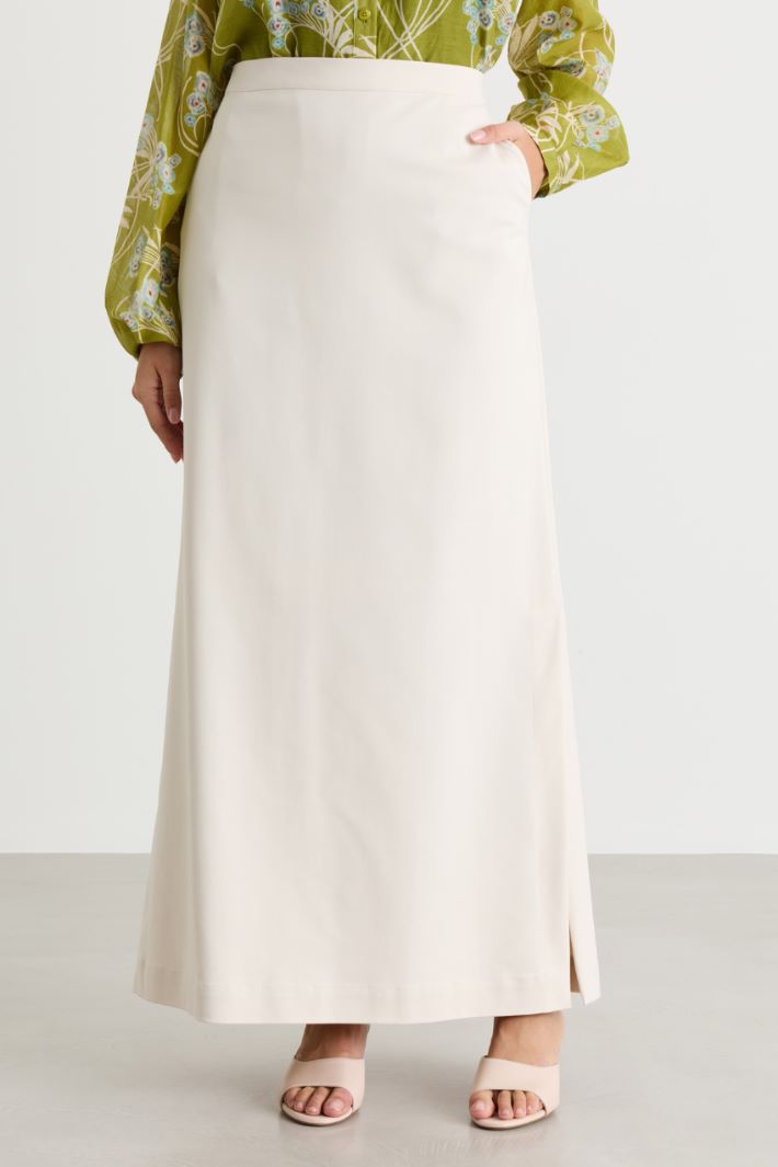 Long canvas skirt - BEIGE - Intrend - 2