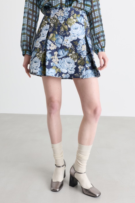 Gonna ad A in tessuto jacquard
