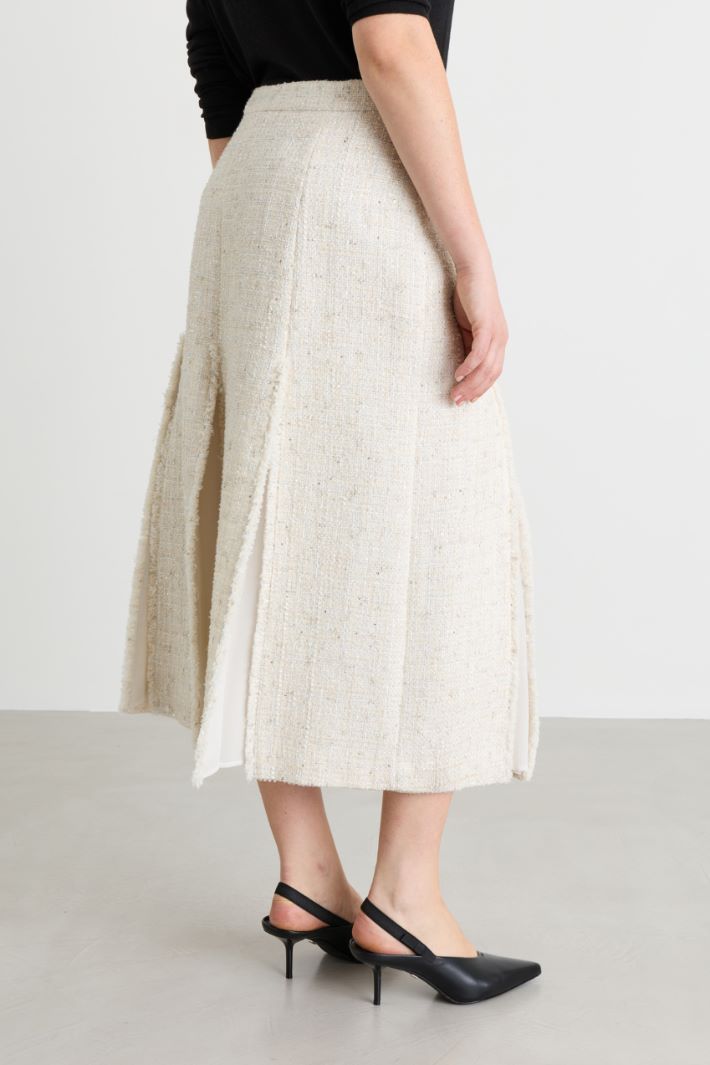 Micro-sequinned basketweave midi skirt - WHITE - Intrend - 4