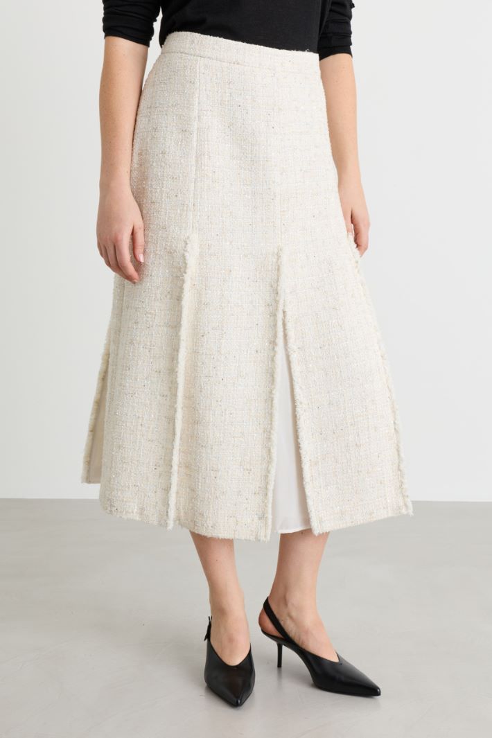 Micro-sequinned basketweave midi skirt - WHITE - Intrend - 2
