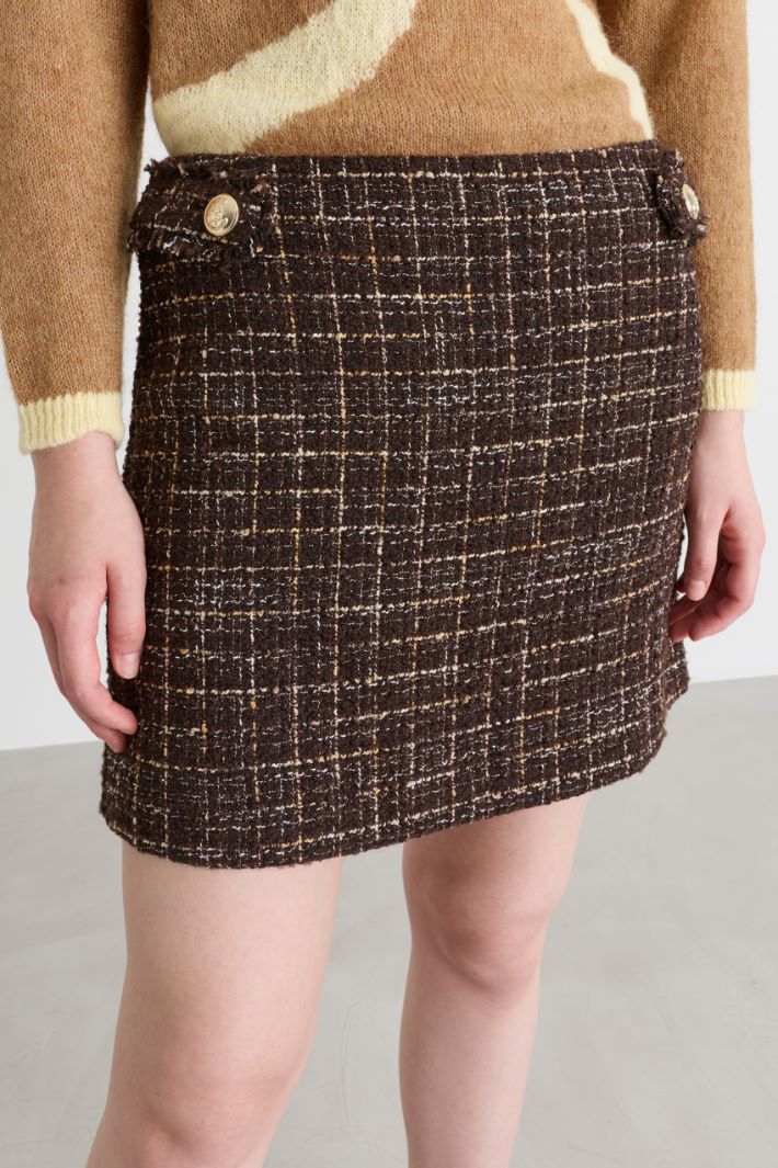 Basketweave mini skirt - BROWN - Intrend - 3