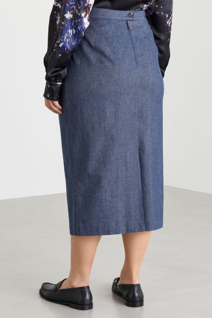 Pencil skirt with vent - BLUE - Intrend - 4